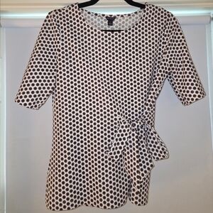 Ann Taylor Tan and Black Polka Dot Top